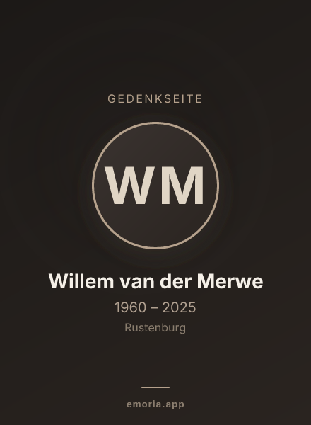 Gedenkportrait von Willem van der Merwe