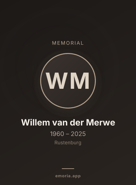 Memorial portrait of Willem van der Merwe