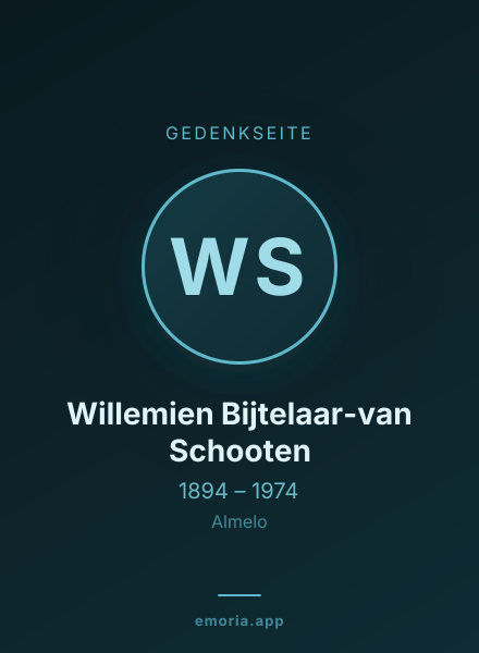Gedenkportrait von Willemien Bijtelaar-van Schooten
