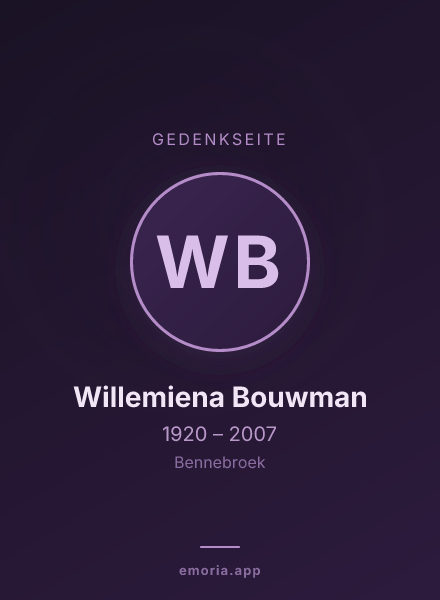 Gedenkportrait von Willemiena Bouwman