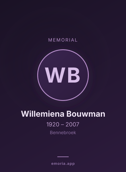 Memorial portrait of Willemiena Bouwman