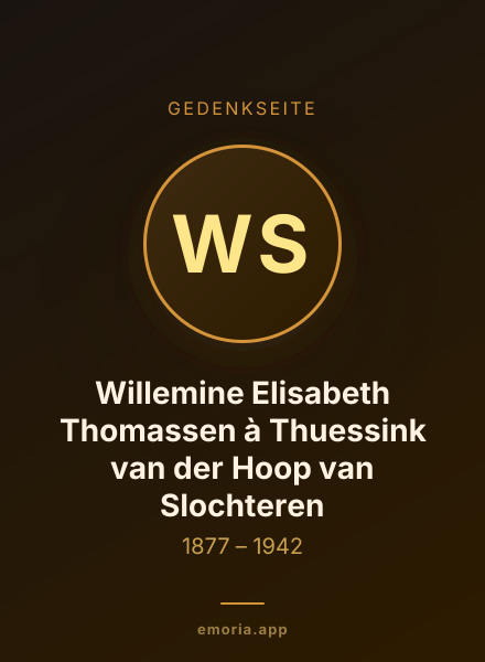 Gedenkportrait von Willemine Elisabeth Thomassen à Thuessink van der Hoop van Slochteren