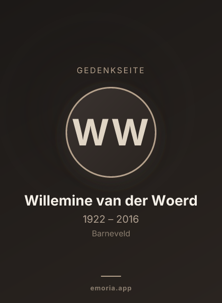 Gedenkportrait von Willemine van der Woerd