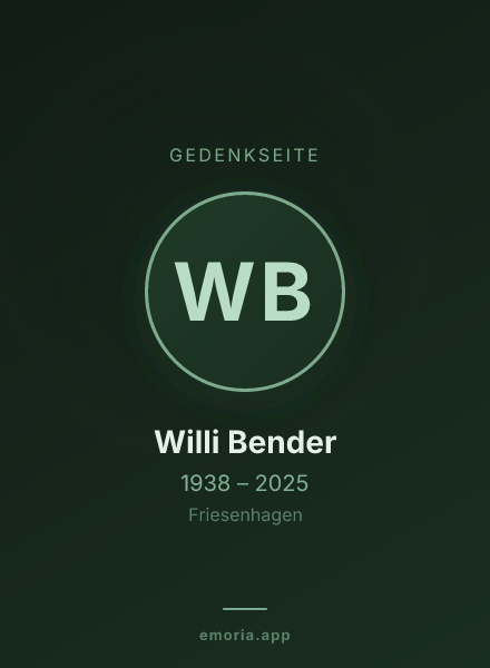 Gedenkportrait von Willi Bender