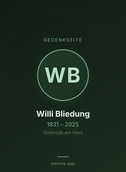 Gedenkportrait von Willi Bliedung