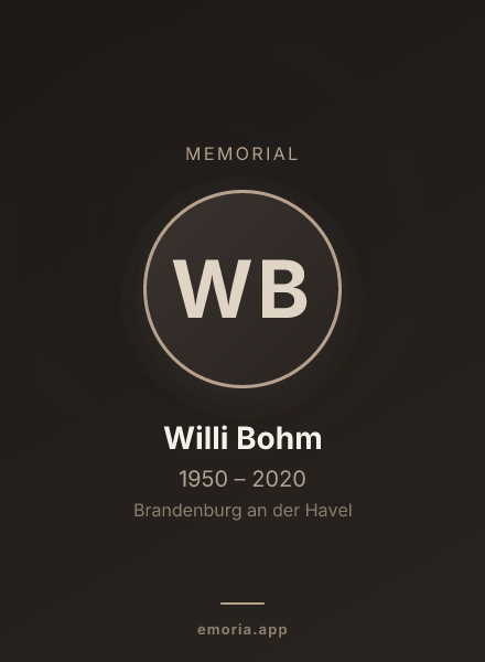 Memorial portrait of Willi Bohm