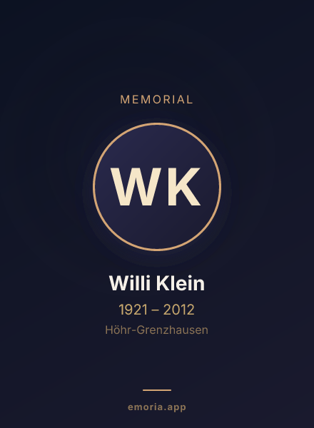 Memorial portrait of Willi Klein