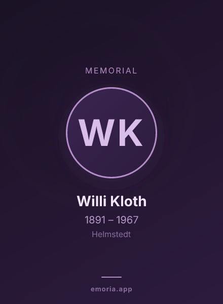 Memorial portrait of Willi Kloth
