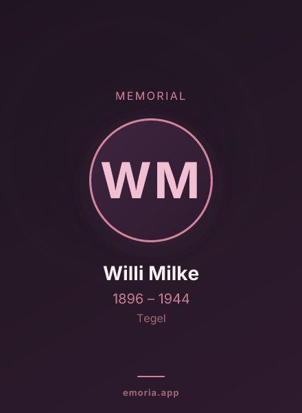 Memorial portrait of Willi Milke