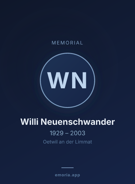 Memorial portrait of Willi Neuenschwander
