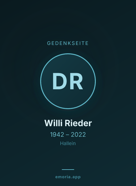 Gedenkportrait von Dr. Willi Rieder