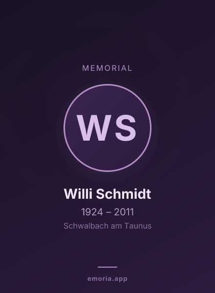 Memorial portrait of Willi Schmidt