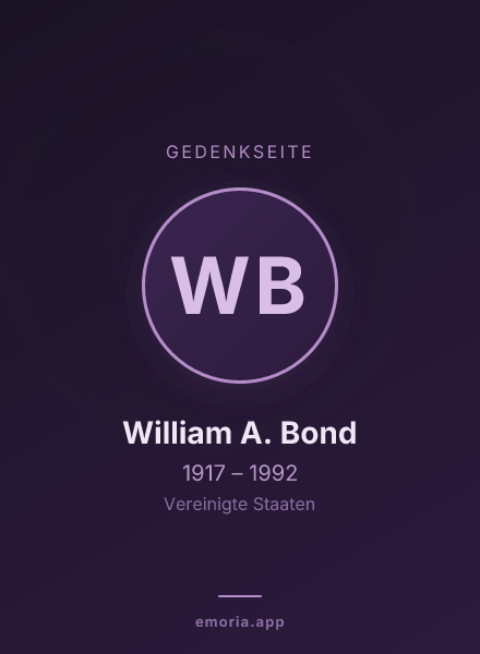 Gedenkportrait von William A. Bond