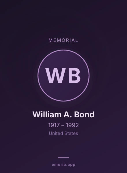 Memorial portrait of William A. Bond