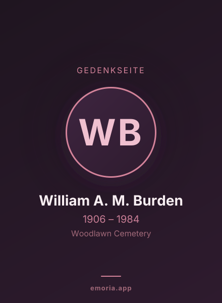 Gedenkportrait von William A. M. Burden