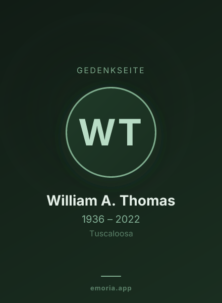Gedenkportrait von William A. Thomas