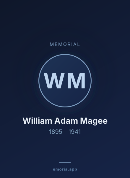 Memorial portrait of William Adam Magee