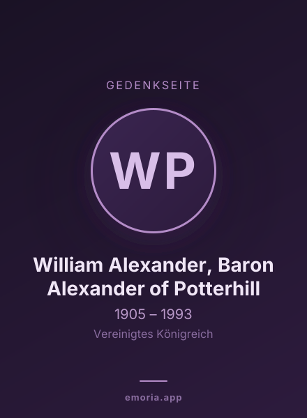 Gedenkportrait von William Alexander, Baron Alexander of Potterhill