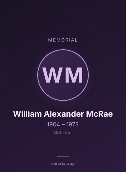 Memorial portrait of William Alexander McRae