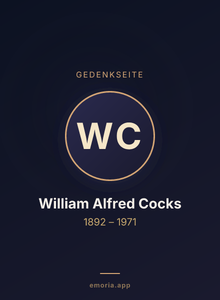 Gedenkportrait von William Alfred Cocks