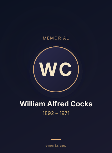 Memorial portrait of William Alfred Cocks