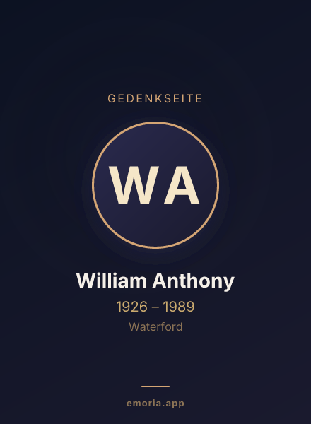 Gedenkportrait von William Anthony