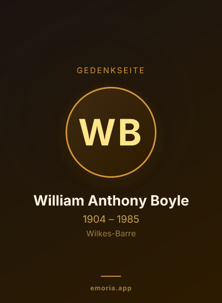 Gedenkportrait von William Anthony Boyle