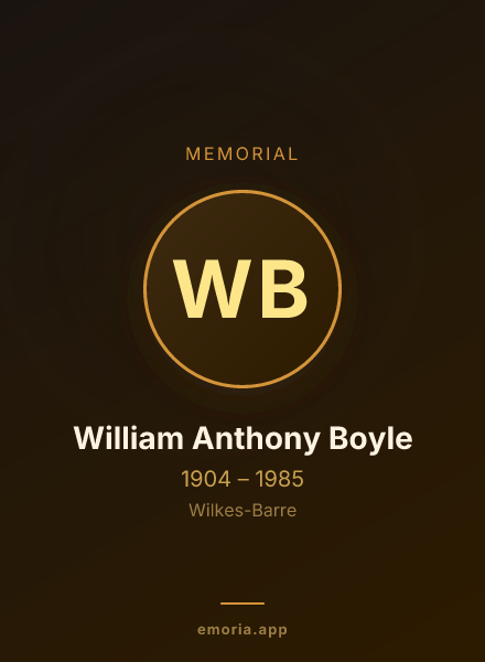 Memorial portrait of William Anthony Boyle