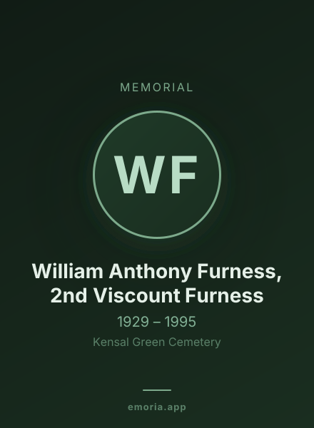 Memorial portrait of William Anthony Furness, 2nd Viscount Furness