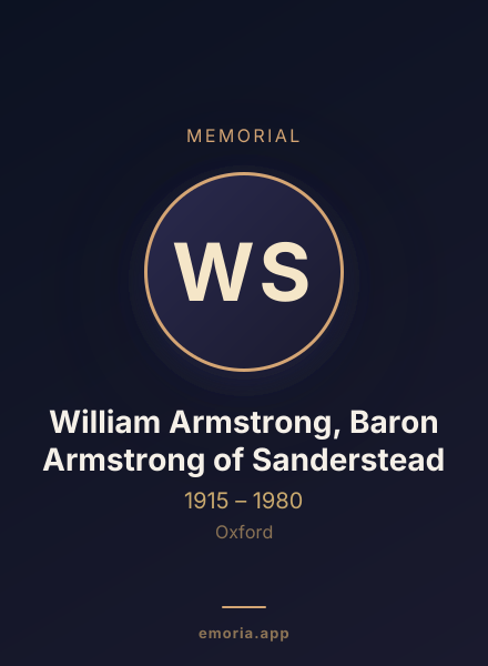 Memorial portrait of William Armstrong, Baron Armstrong of Sanderstead