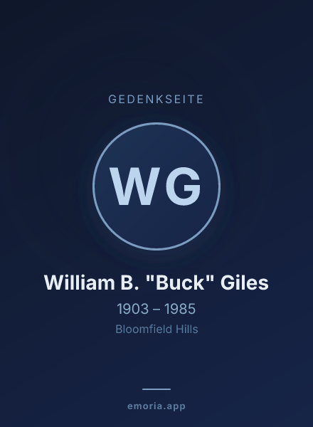 Gedenkportrait von William B. "Buck" Giles
