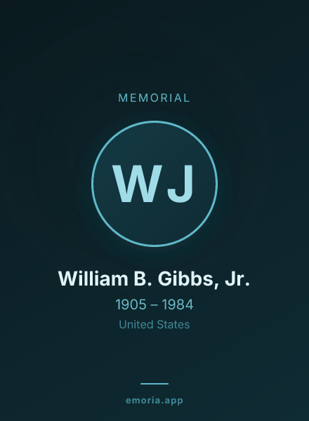 Memorial portrait of William B. Gibbs, Jr.