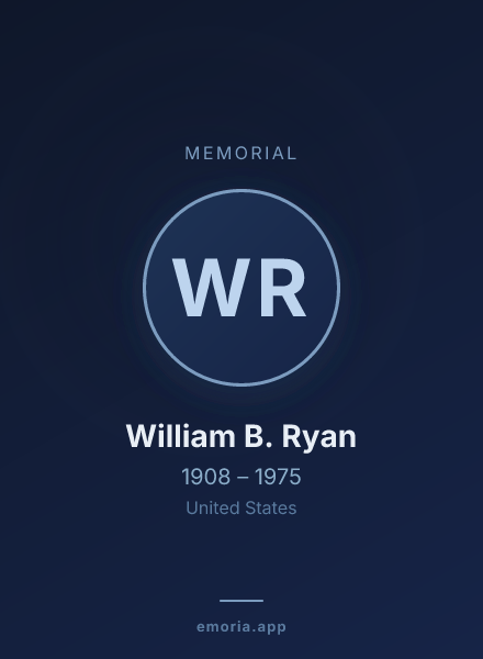 Memorial portrait of William B. Ryan
