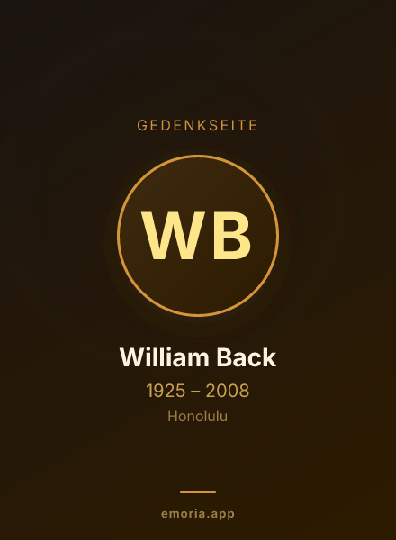 Gedenkportrait von William Back
