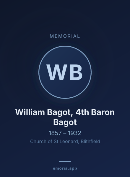Memorial portrait of William Bagot, 4th Baron Bagot