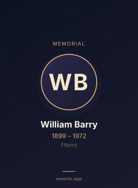 Memorial portrait of William Barry