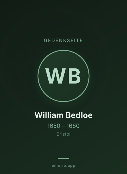 Gedenkportrait von William Bedloe