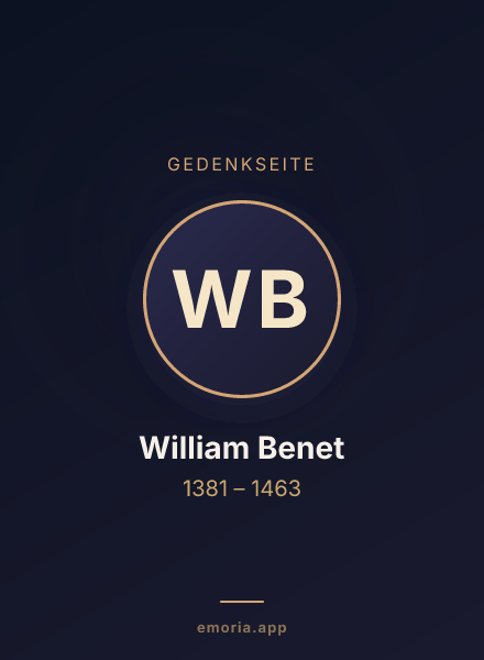 Gedenkportrait von William Benet