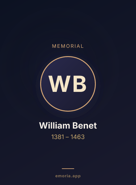 Memorial portrait of William Benet