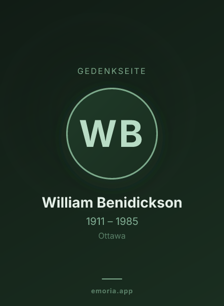 Gedenkportrait von William Benidickson