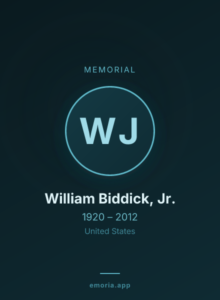 Memorial portrait of William Biddick, Jr.