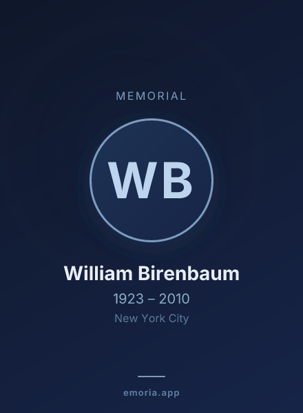 Memorial portrait of William Birenbaum