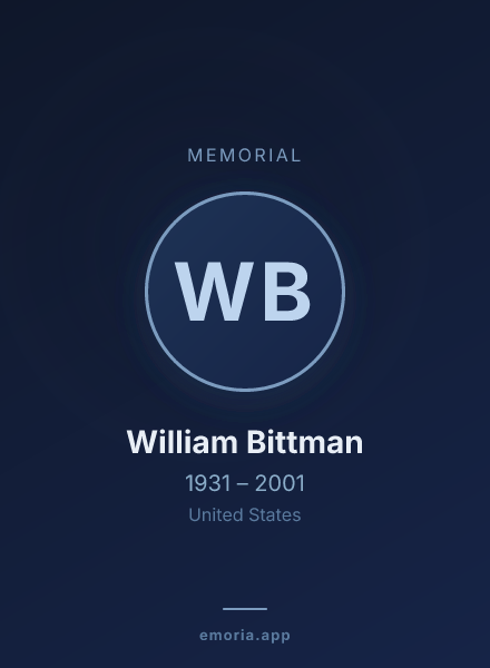 Memorial portrait of William Bittman
