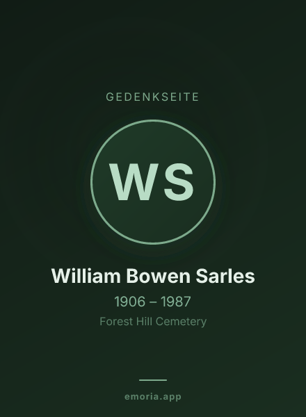 Gedenkportrait von William Bowen Sarles