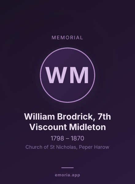 Memorial portrait of William Brodrick, 7th Viscount Midleton