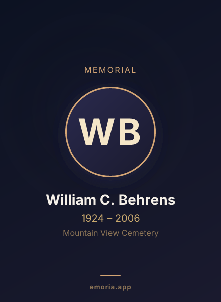 Memorial portrait of William C. Behrens