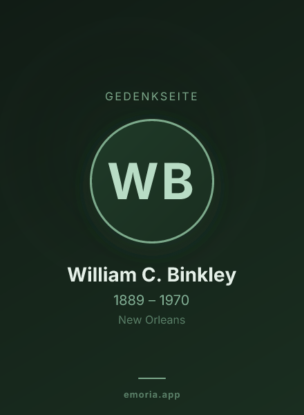 Gedenkportrait von William C. Binkley