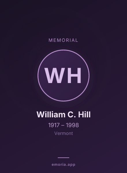 Memorial portrait of William C. Hill
