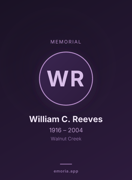 Memorial portrait of William C. Reeves