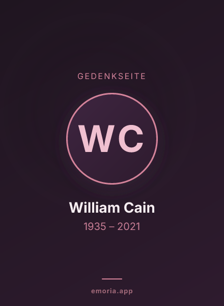 Gedenkportrait von William Cain